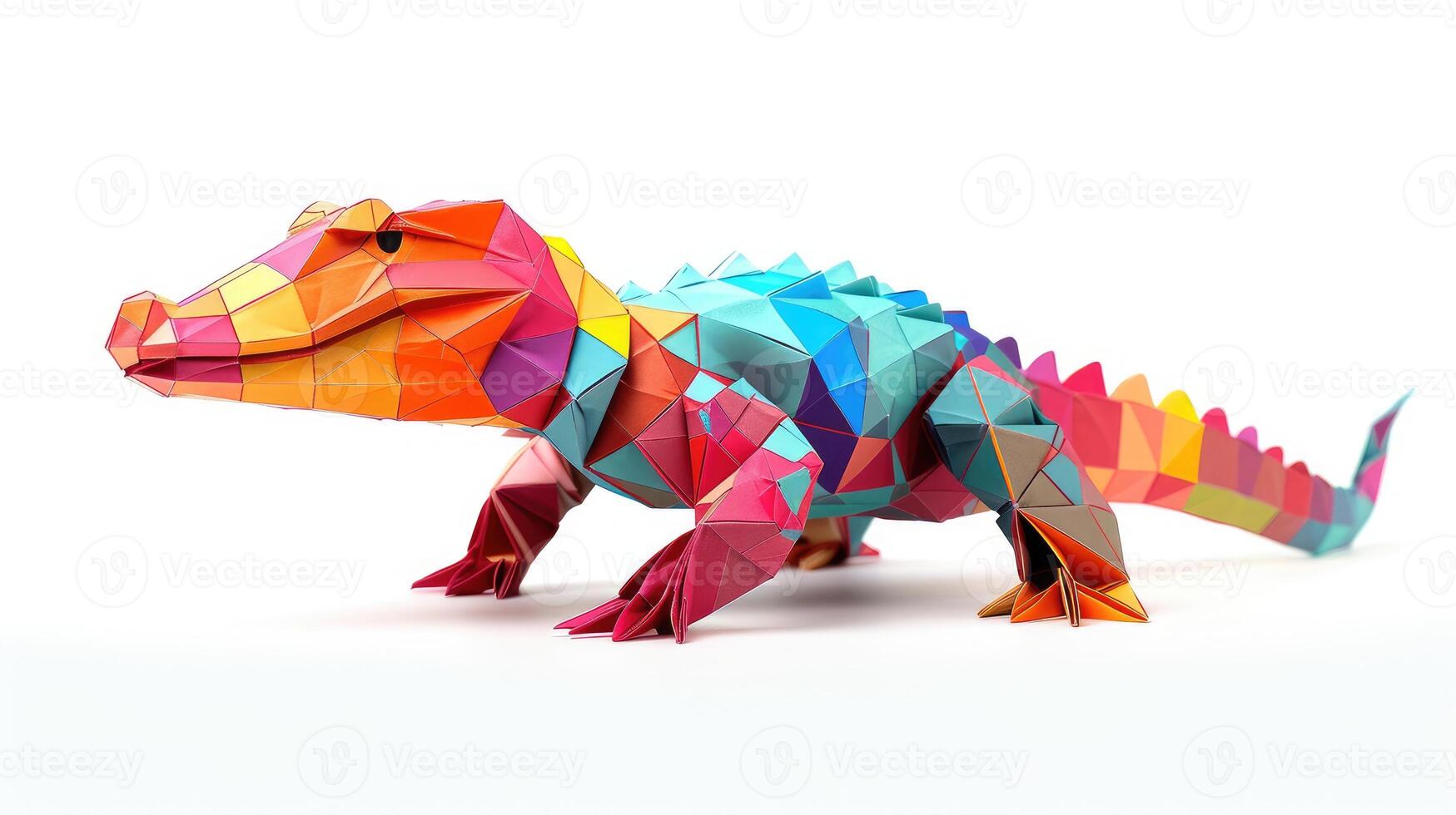 AI generated Colorful Origami Alligator, Unique Paper Polygon Artwork, Ideal Pet Concept, Ai Generated photo