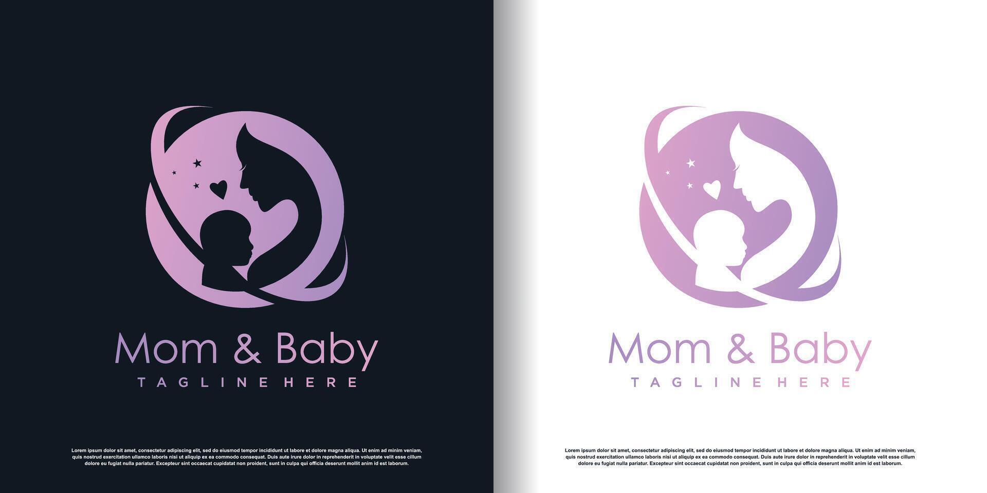 Mom and baby logo design with modern unique style Premium Vector