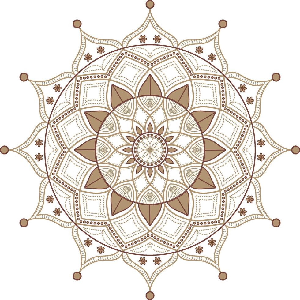 A brown and white circular mandala design with a star vector