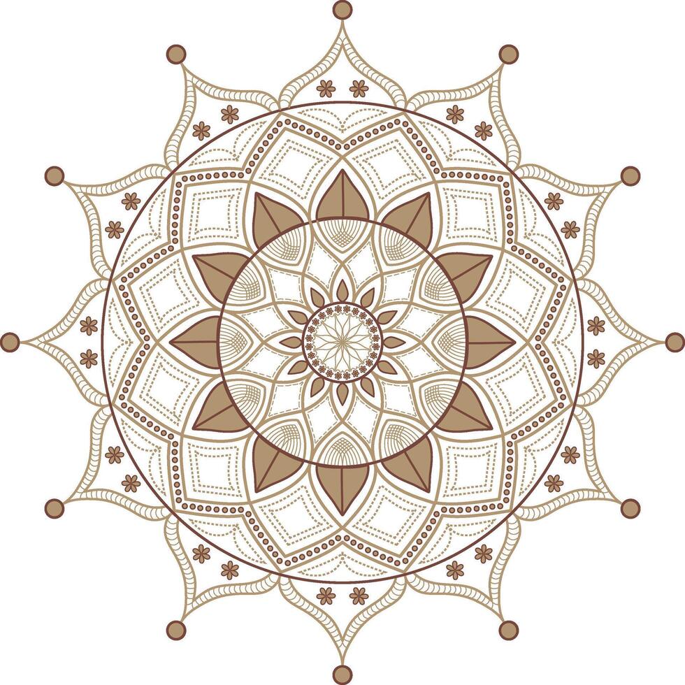 un marrón y blanco circular mandala diseño con un estrella vector