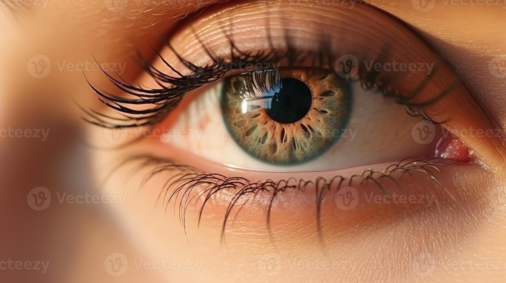 AI generated Captivating close-up of a beautiful female eye with natural makeup, Ai Generated photo