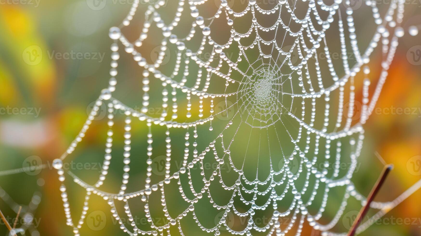 AI generated Marvel at the intricate beauty of a spider web adorned with glistening water droplets, nature's delicate artistry. Ai Generated. photo