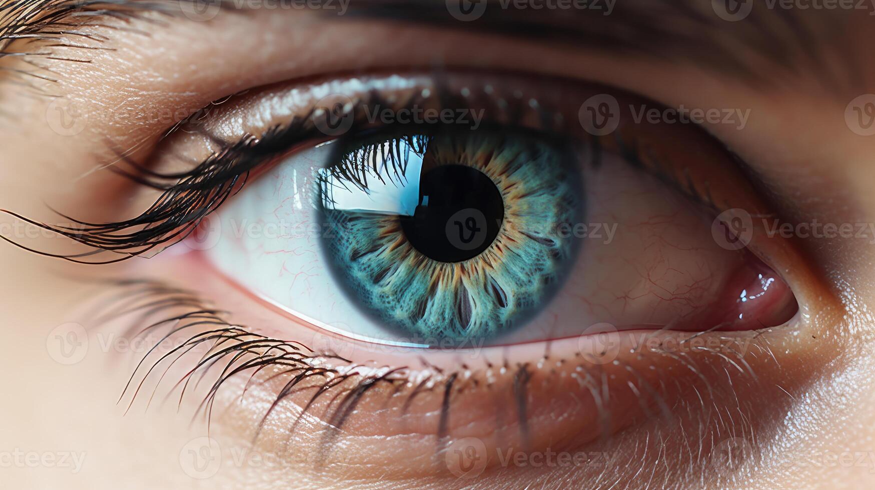 AI generated Captivating close-up of a beautiful female eye with natural makeup, Ai Generated photo