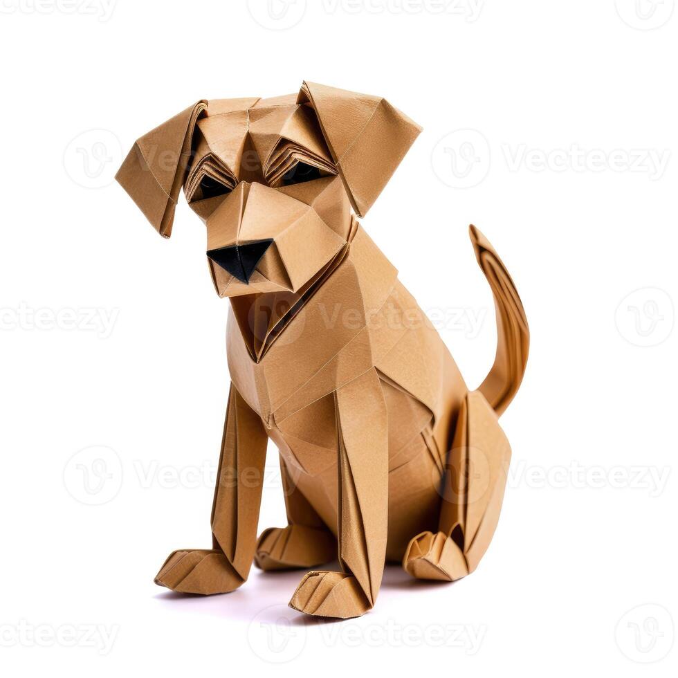 AI generated Colorful Origami puppy, Unique Paper Polygon Artwork, Ideal Pet Concept, Ai Generated photo