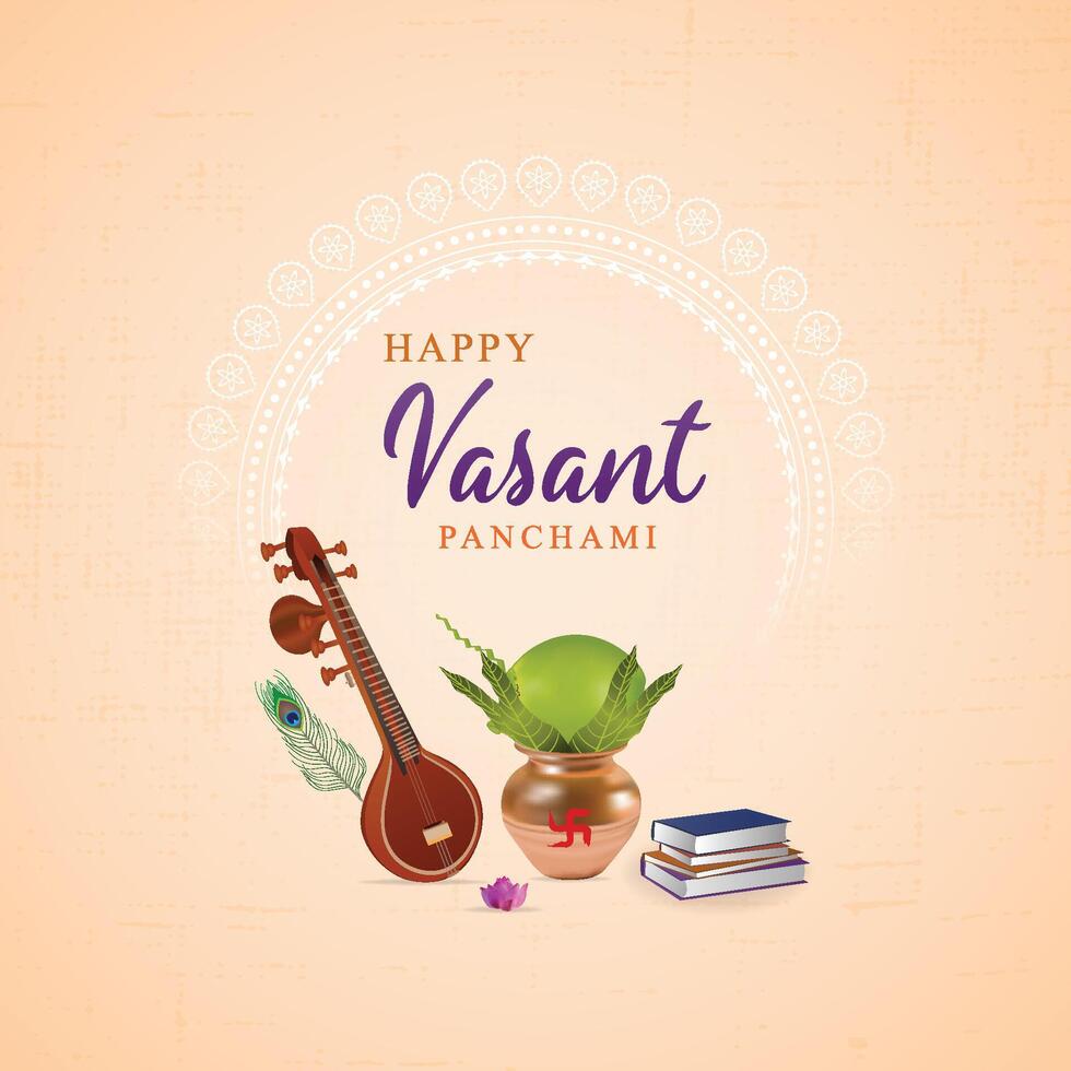 Saraswati, Puja, poster, post, Vector, Happy, Vasant, Panchami, illustration of. social media, flyer, indian festival background card vector