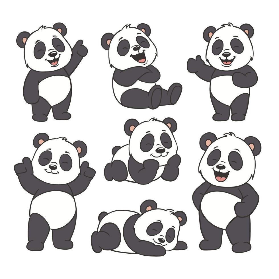 linda panda vector garabatear estilo ilustración