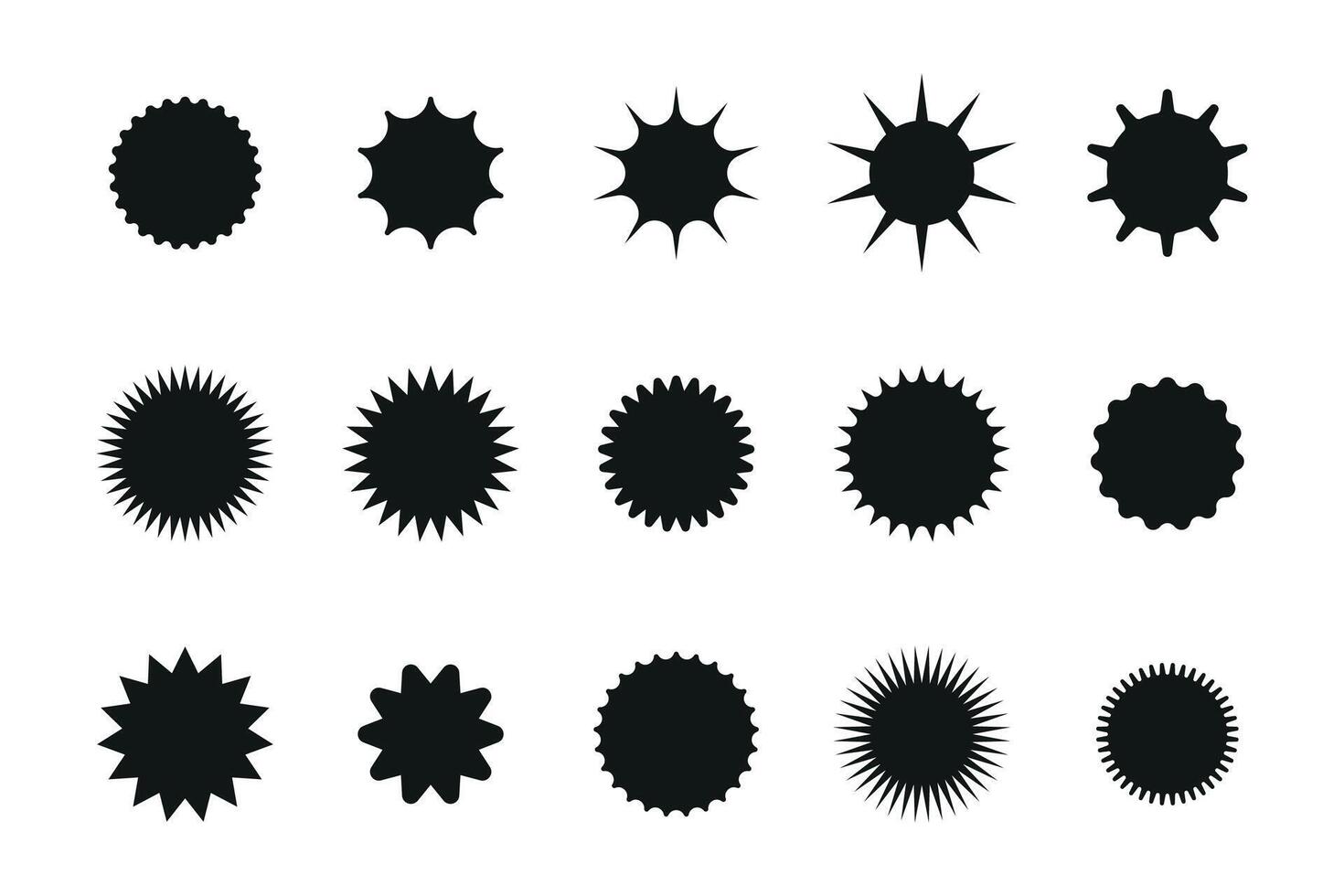 Set of red starburst price sticker, sale or discount sticker, sunburst badges icon. Stars shape with different number of rays. Special offer price tag. starburst promotional badge set vector