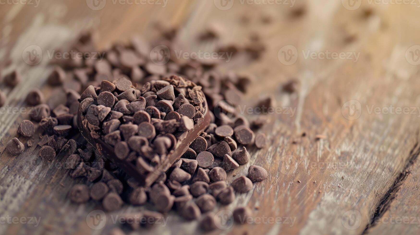 ai generado chocolate papas fritas arreglado en un corazón forma en un de madera piso, encantador y dulce, ai generado foto