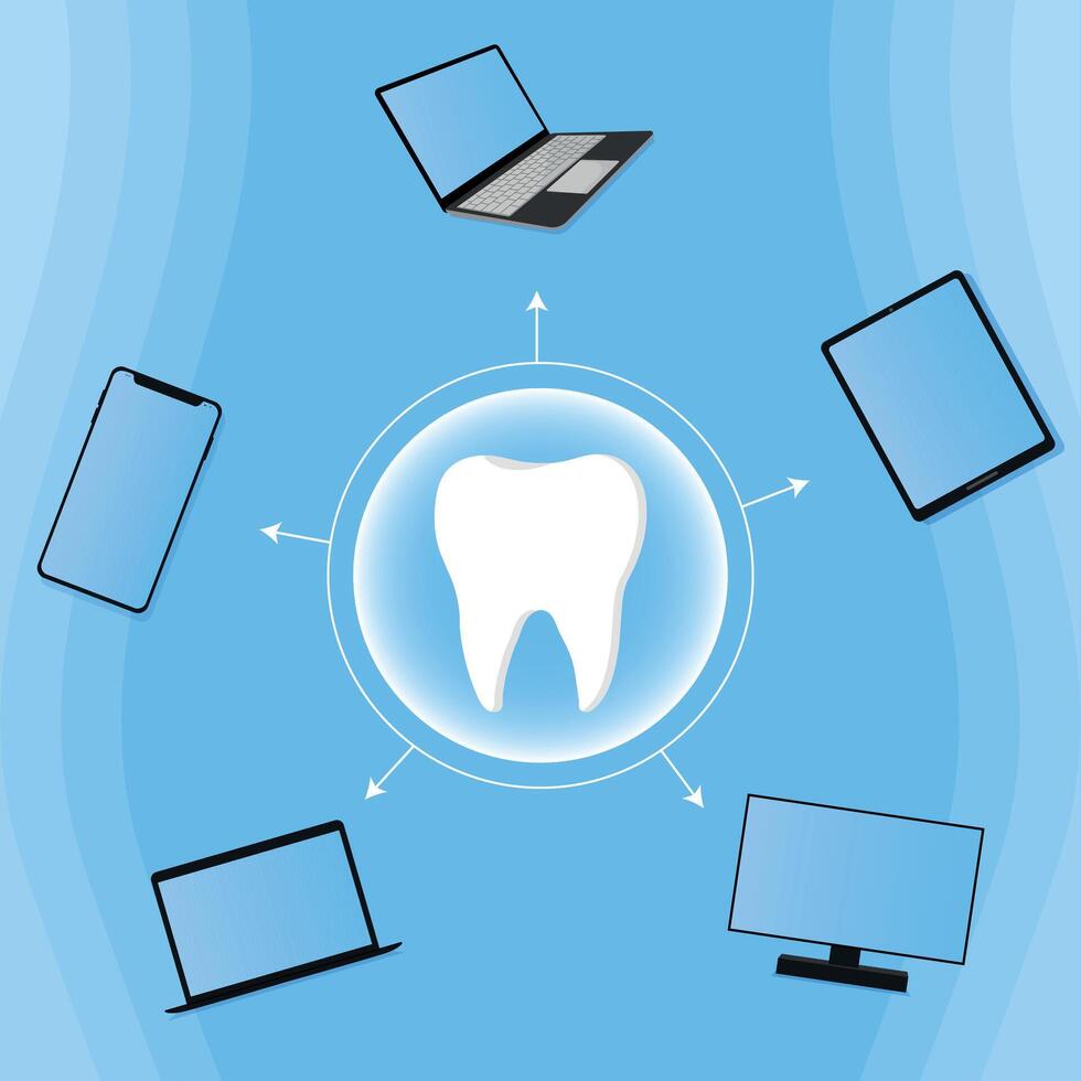 diente icono. odontología vector ilustración. libro un cita con un dentista. ilustración de un diente. dentista profesión web bandera o aterrizaje página con dientes icono. blanco sano diente.