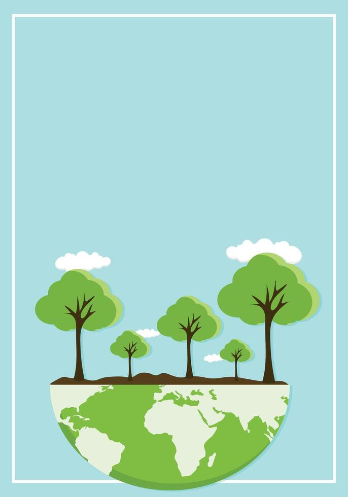 Earth Day banner. green planet earth with leaves. Vector illustration