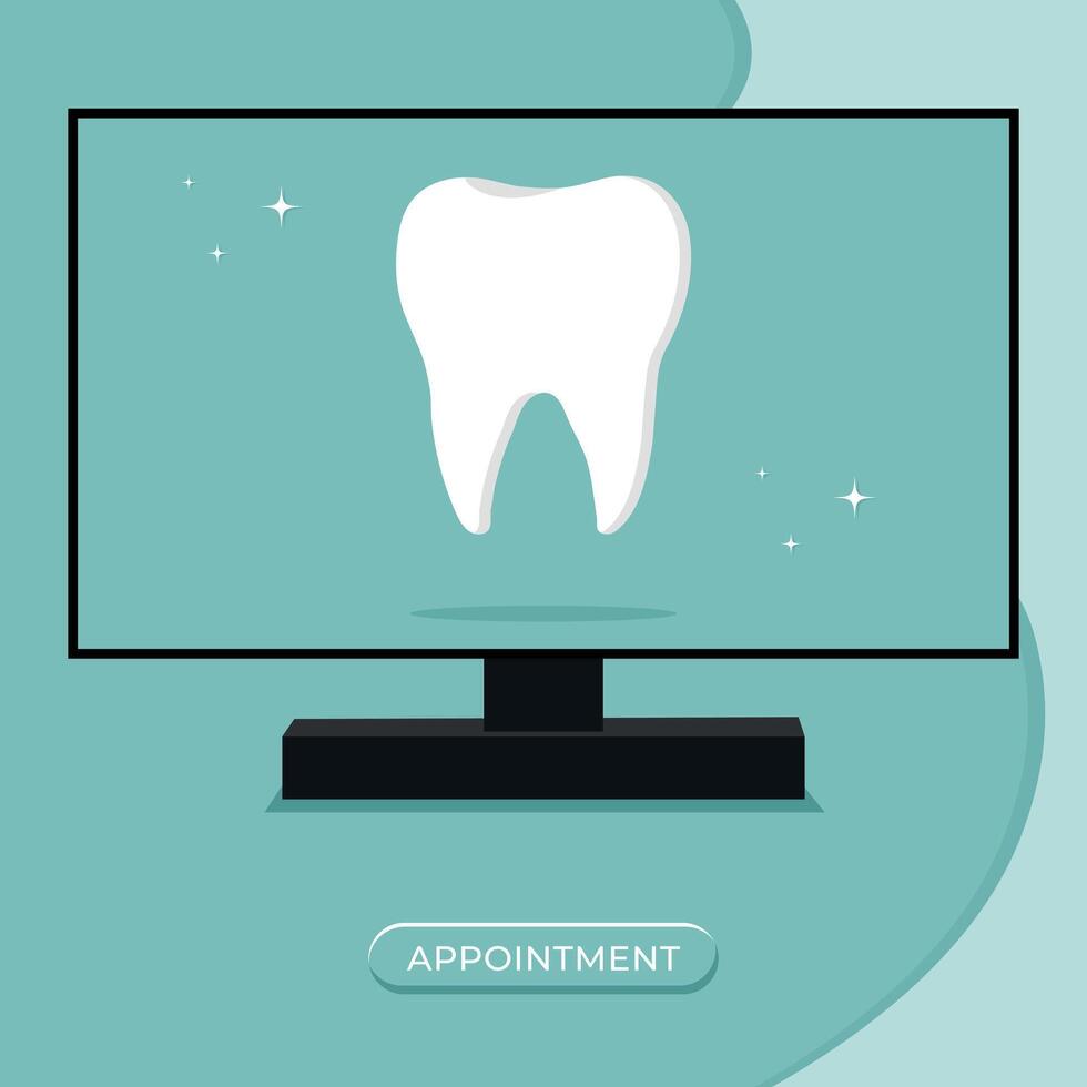 tooth icon. Dentistry vector illustration. Book an appointment with a dentist. Illustration of a tooth. Dentist profession web banner or landing page with teeth icon. White healthy tooth.