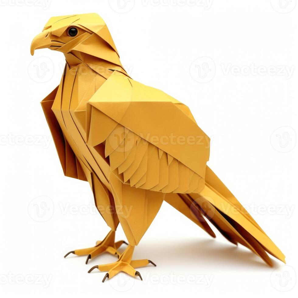 ai generado vistoso origami halcón, único papel polígono obra de arte, ideal mascota concepto, ai generado foto