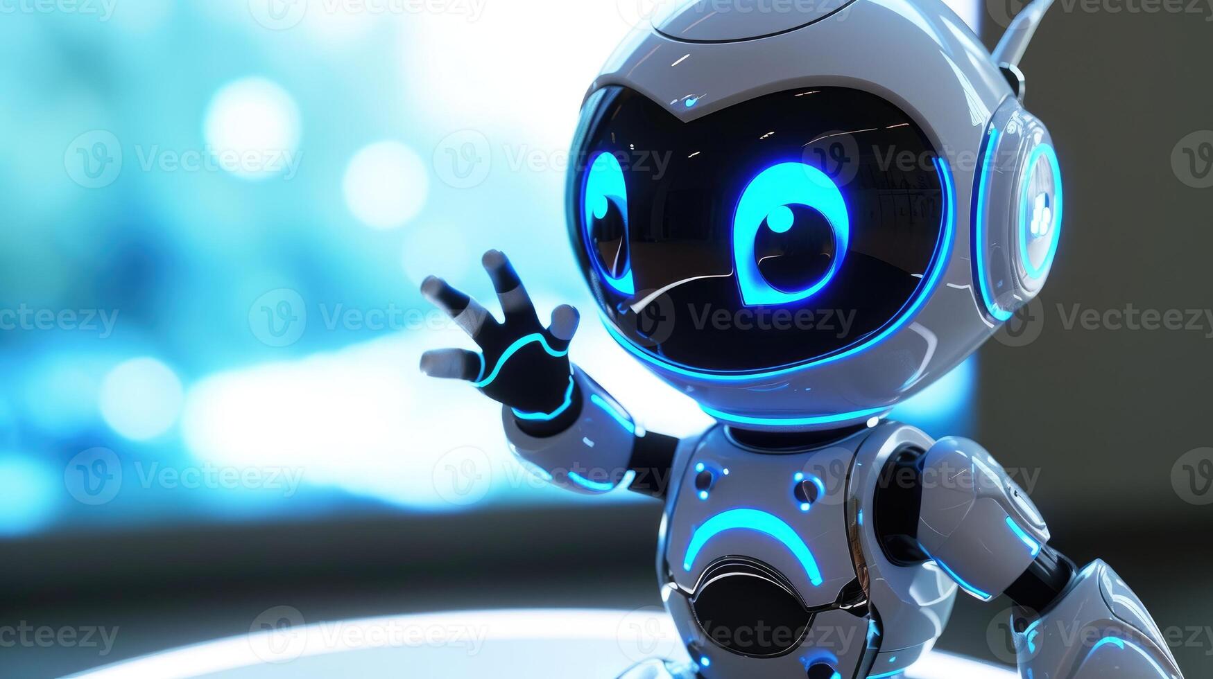 AI generated Adorable robot grinning and extending a friendly wave, Ai Generated photo