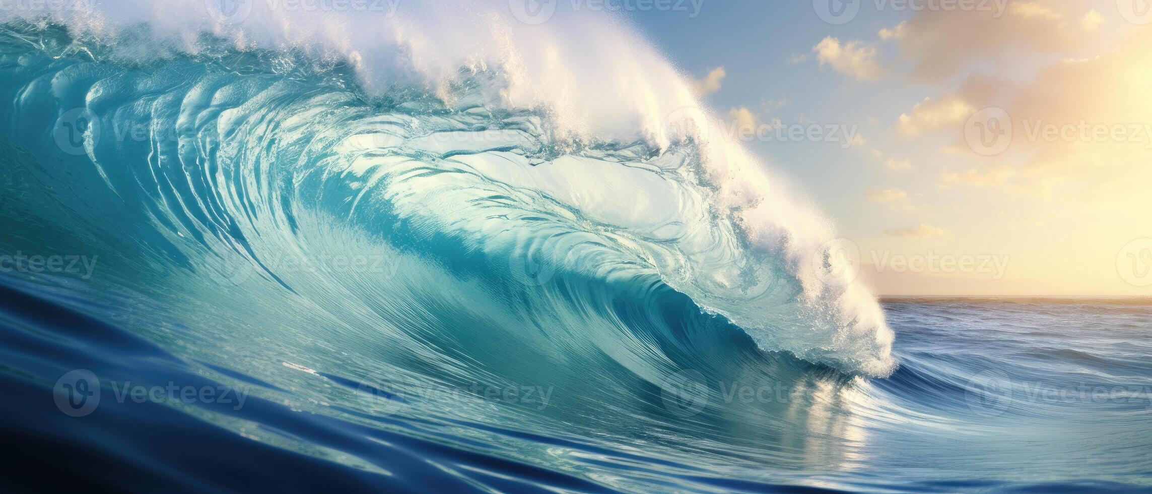 AI generated Witness the elegance of a beautiful ocean wave shaping a tube, nature's aquatic artistry. Ai Generated. photo