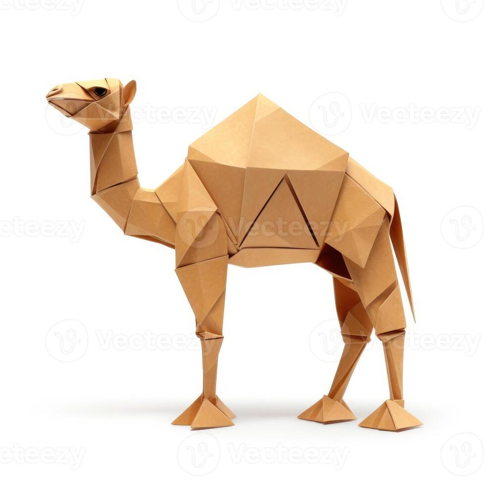 ai generado vistoso origami camello, único papel polígono obra de arte, ideal mascota concepto, ai generado foto