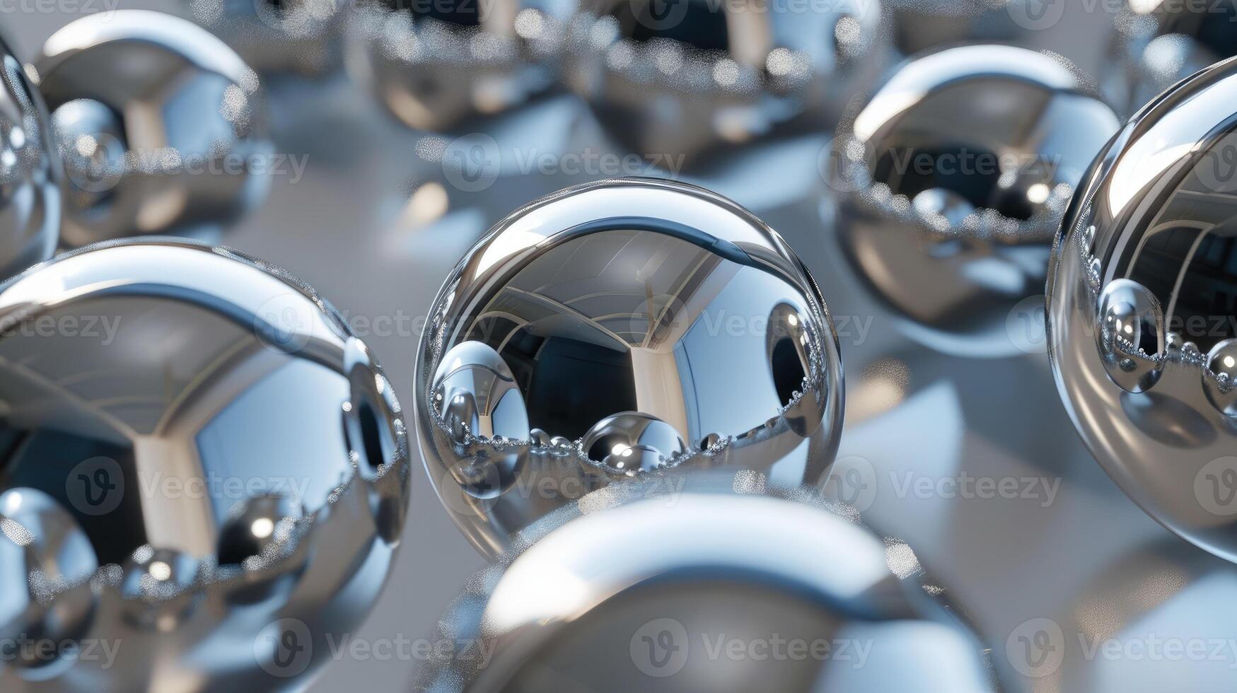 AI generated Stunning 3D render featuring glass glossy spheres with mesmerizing reflections, Ai Generated. photo