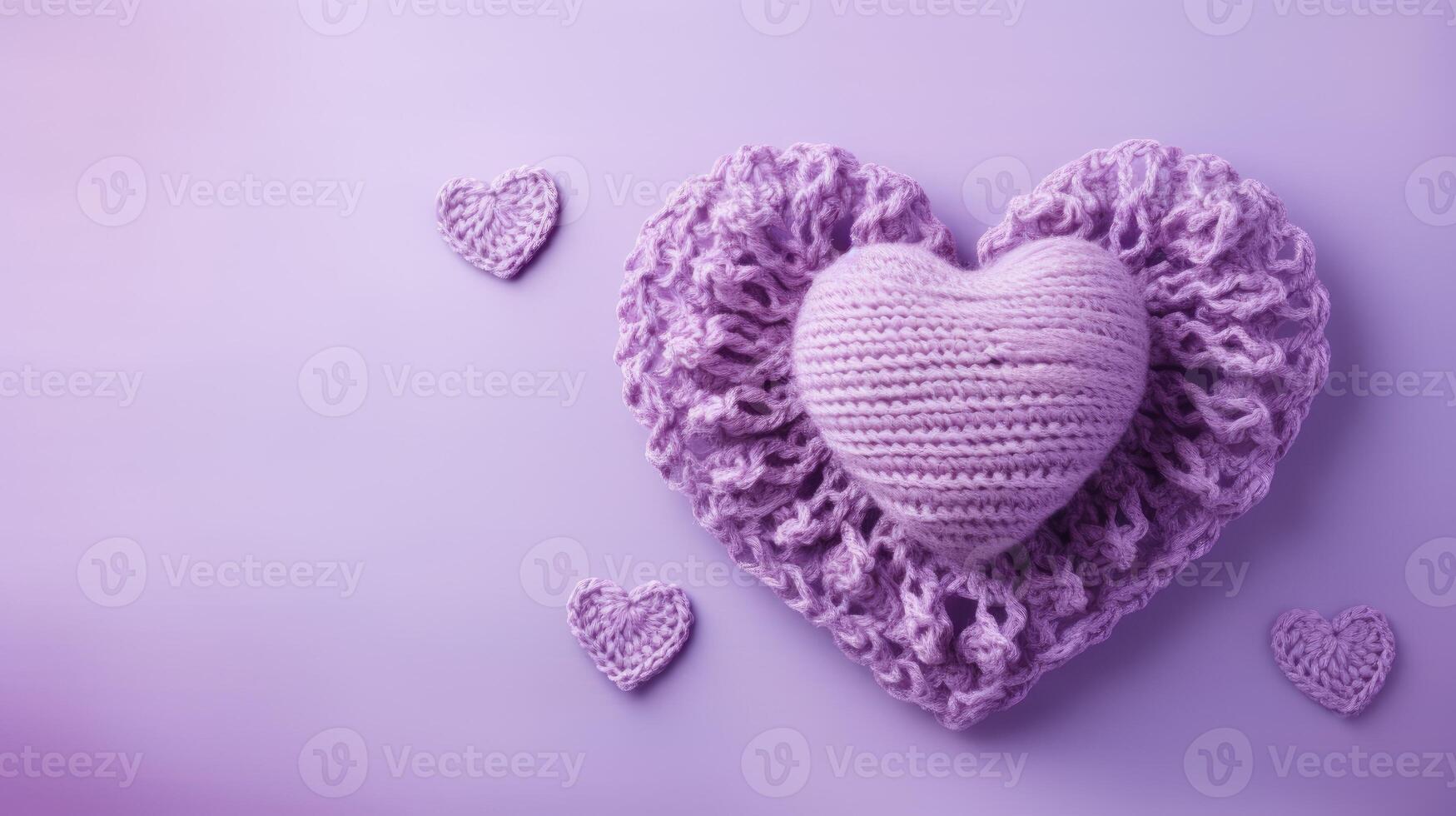 AI generated A Picture of a Crocheted Cute Heart, Ai Generated photo