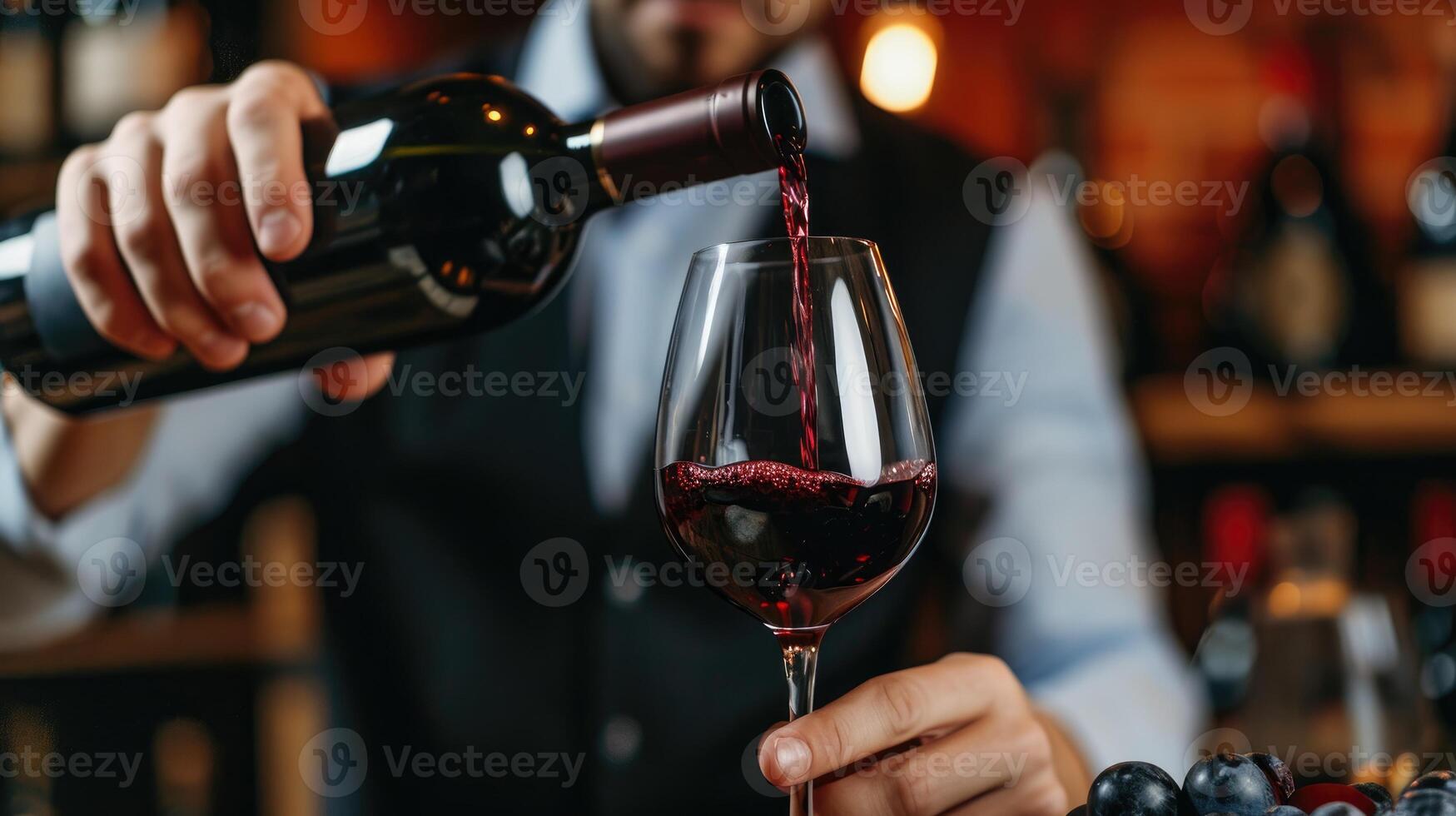 AI generated Expert sommelier savors the art of wine, precision in each pour, Ai Generated. photo