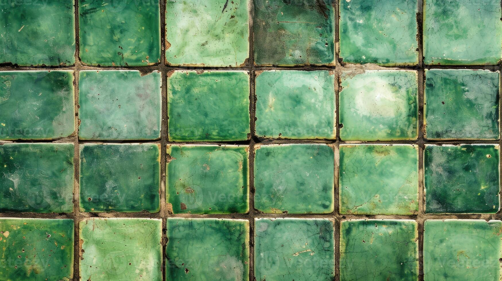 AI generated Vintage green ceramic tiles, perfect for a classic kitchen or bathroom decor, Ai Generated photo