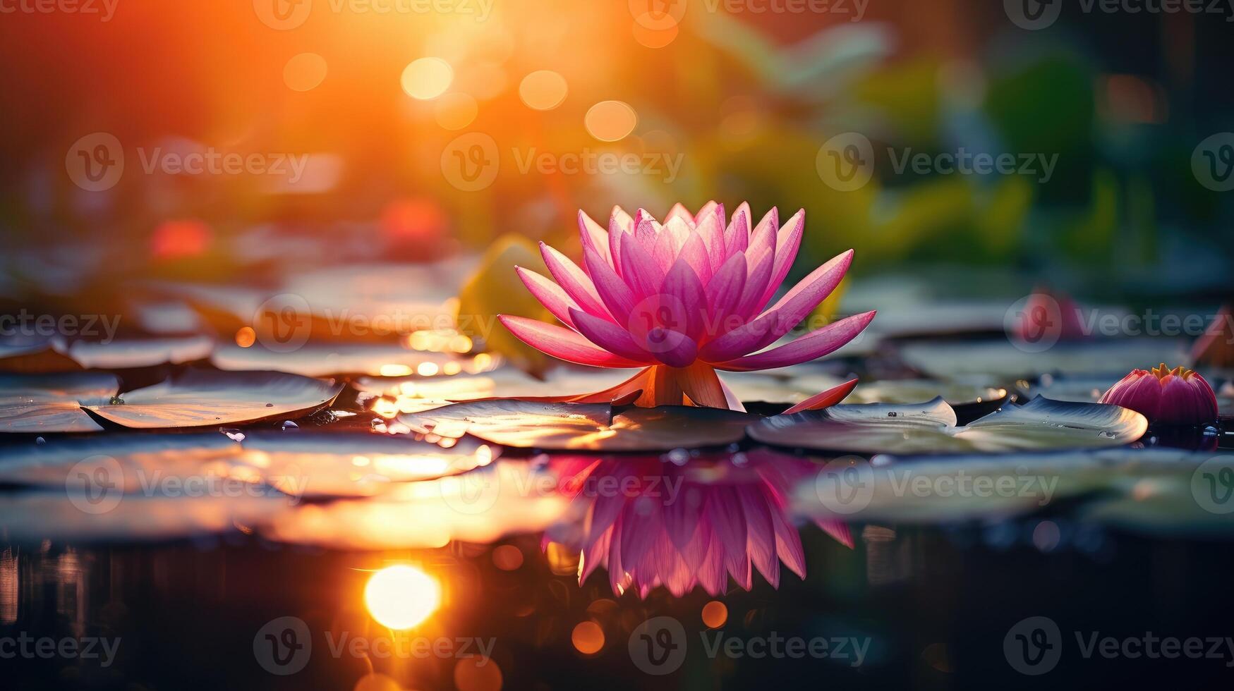 AI generated A graceful Pink water lily, Perry's Orange Sunset, adds elegance to the garden pond, Ai Generated. photo