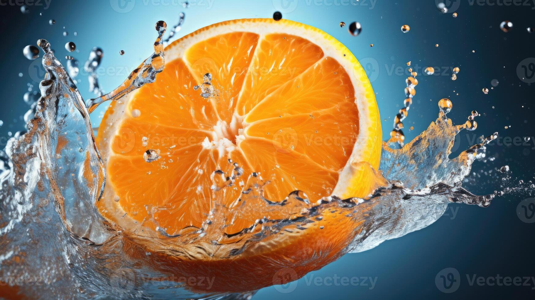 ai generado experiencia el ánimo de naturaleza como agua bailes con un maduro naranja, un Estallar de vitalidad congelado en tiempo, ai generado. foto