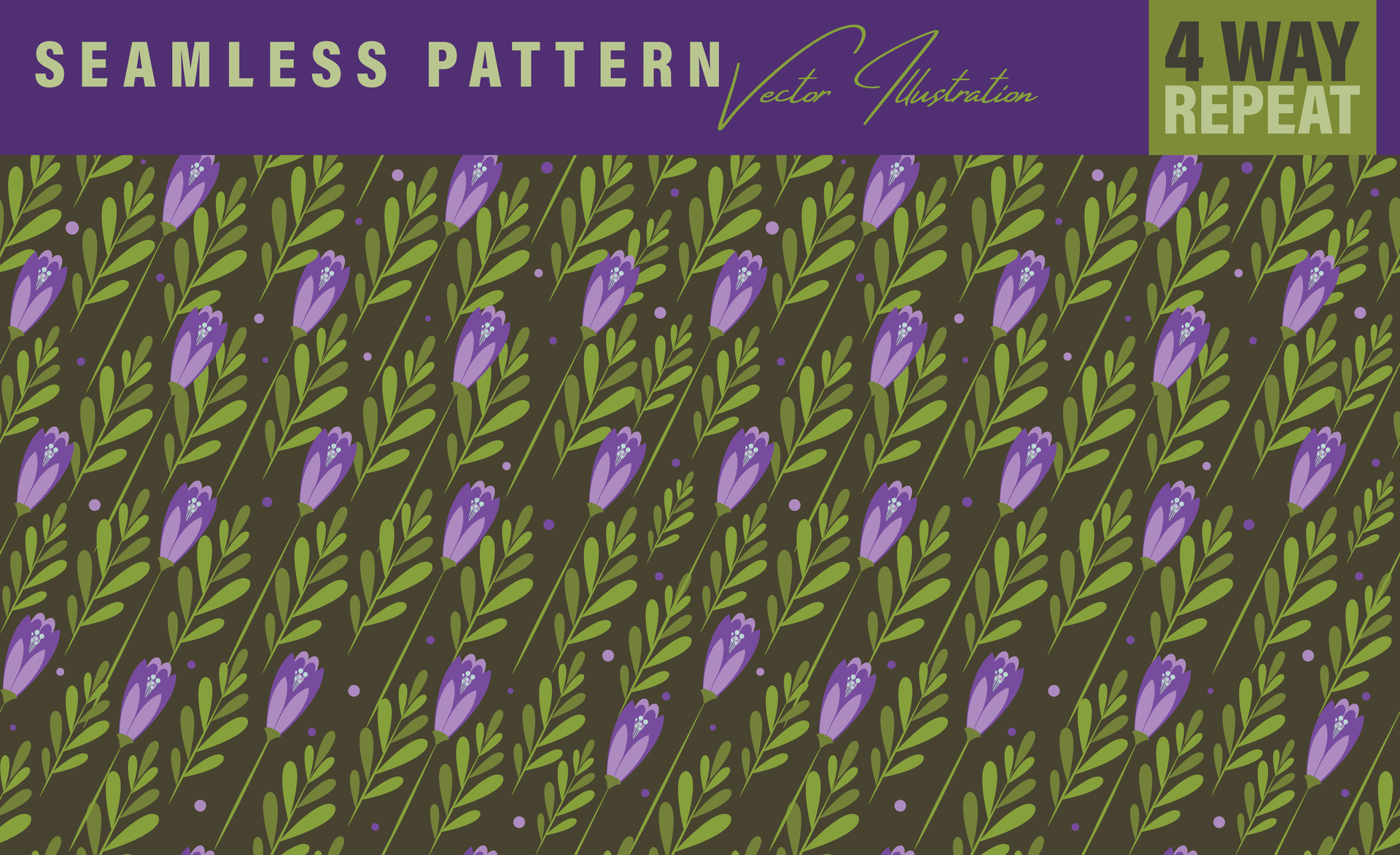 Seamless floral repeat pattern in Spring color palette. Four-way-repeat ...