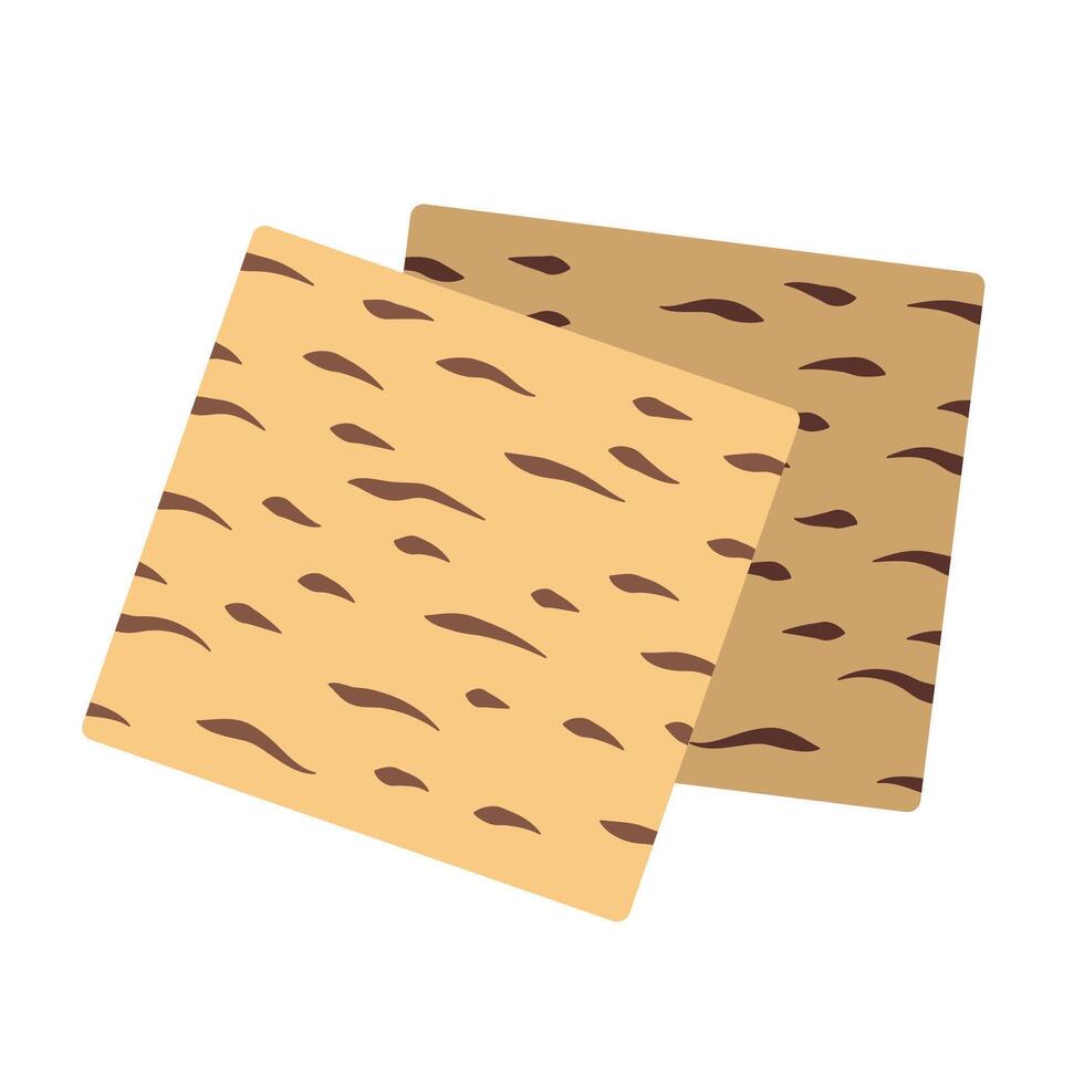 Matzo, traditional bread. Pesach food. Festive design element. Isolated vector illustration