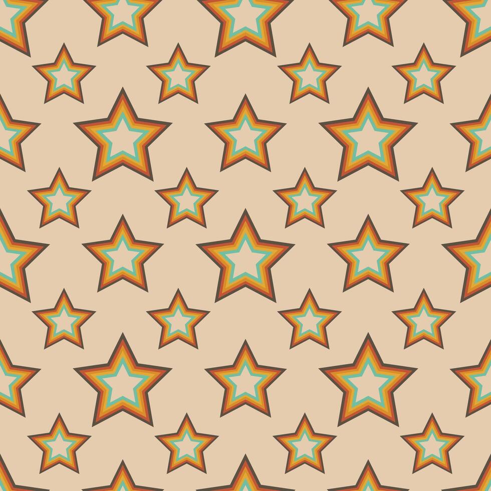 Seamless 70s pattern. Stars in retro style of the 70s, 80s. For wallpaper, packaging, cover, case, clothing vector