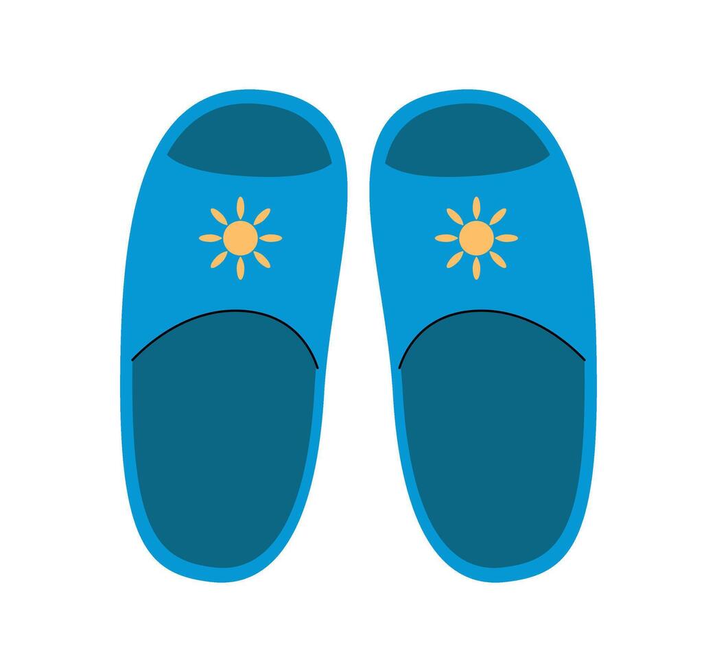 Summer slippers for the beach and pool. Cute vector illustration, blue flip flops. Isolated element for your design