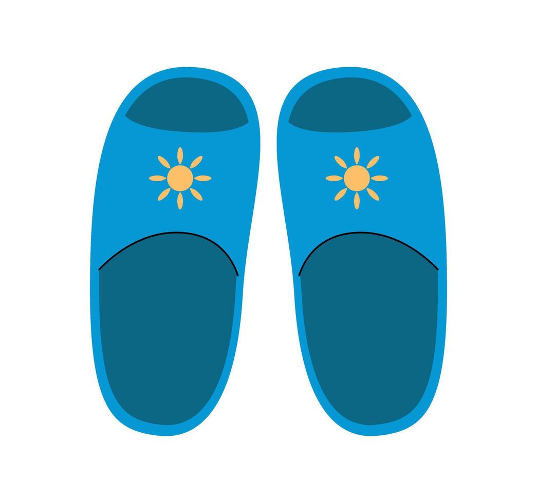 Summer slippers for the beach and pool. Cute vector illustration, blue flip flops. Isolated element for your design