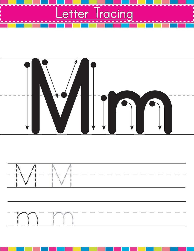 alphabet tracing worksheet vector