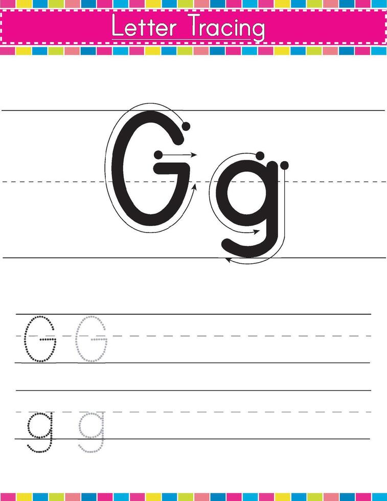 G alphabet tracing worksheet vector