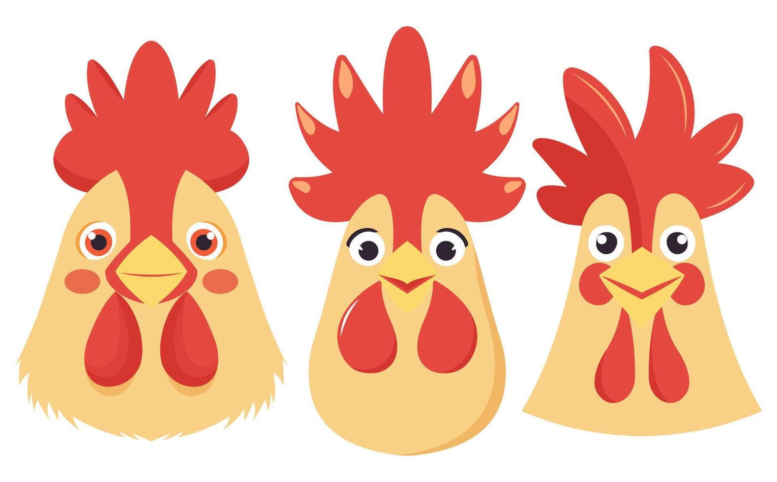 vector plano pollo cara ilustraciones