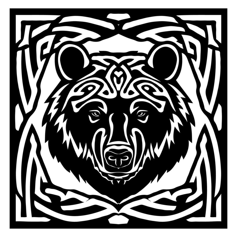 Bear face in celtic knot style vector
