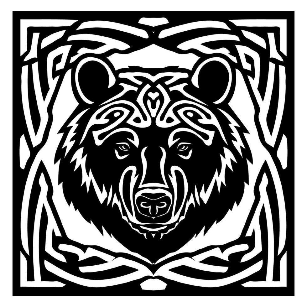 Bear face in celtic knot style vector