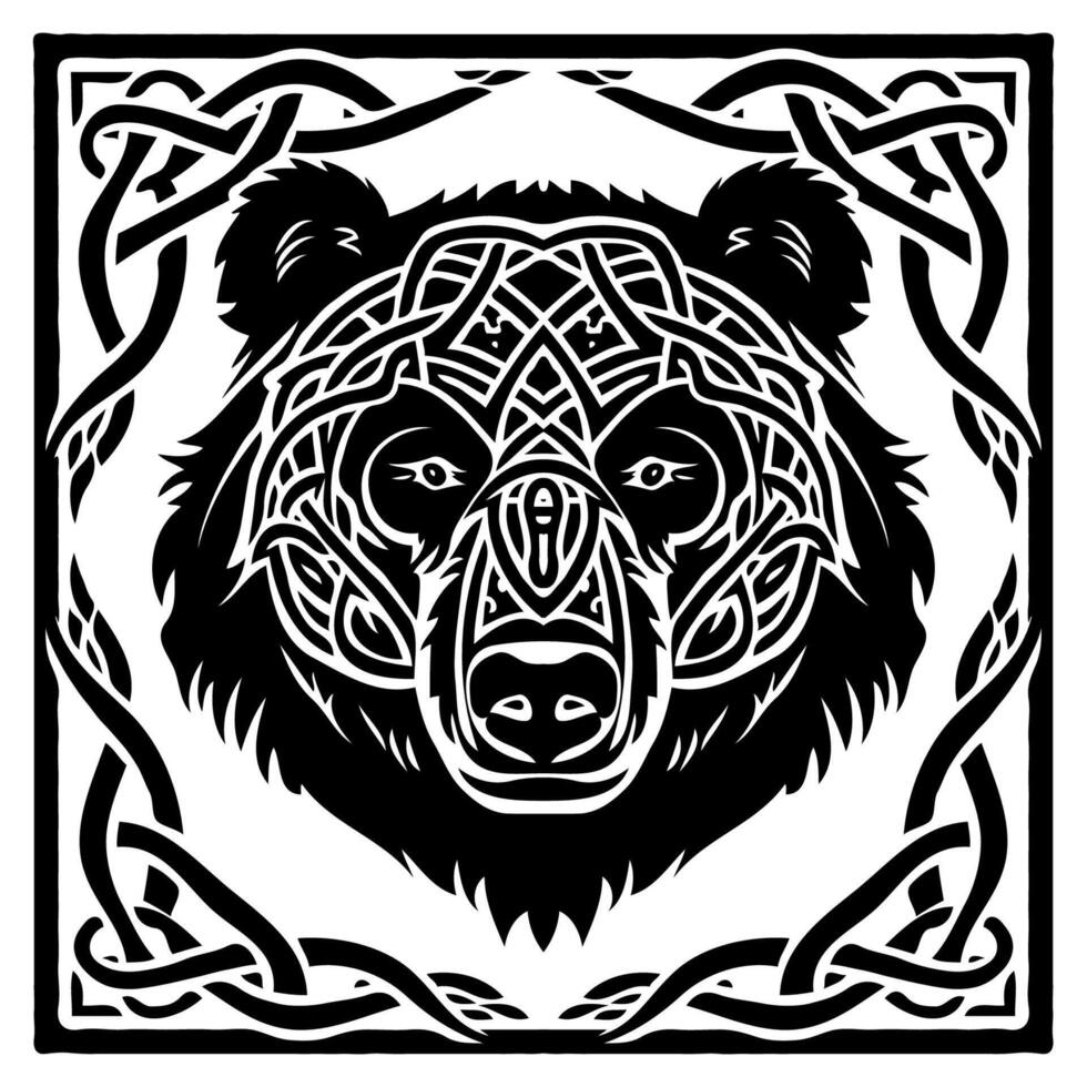 Bear face in celtic knot style vector