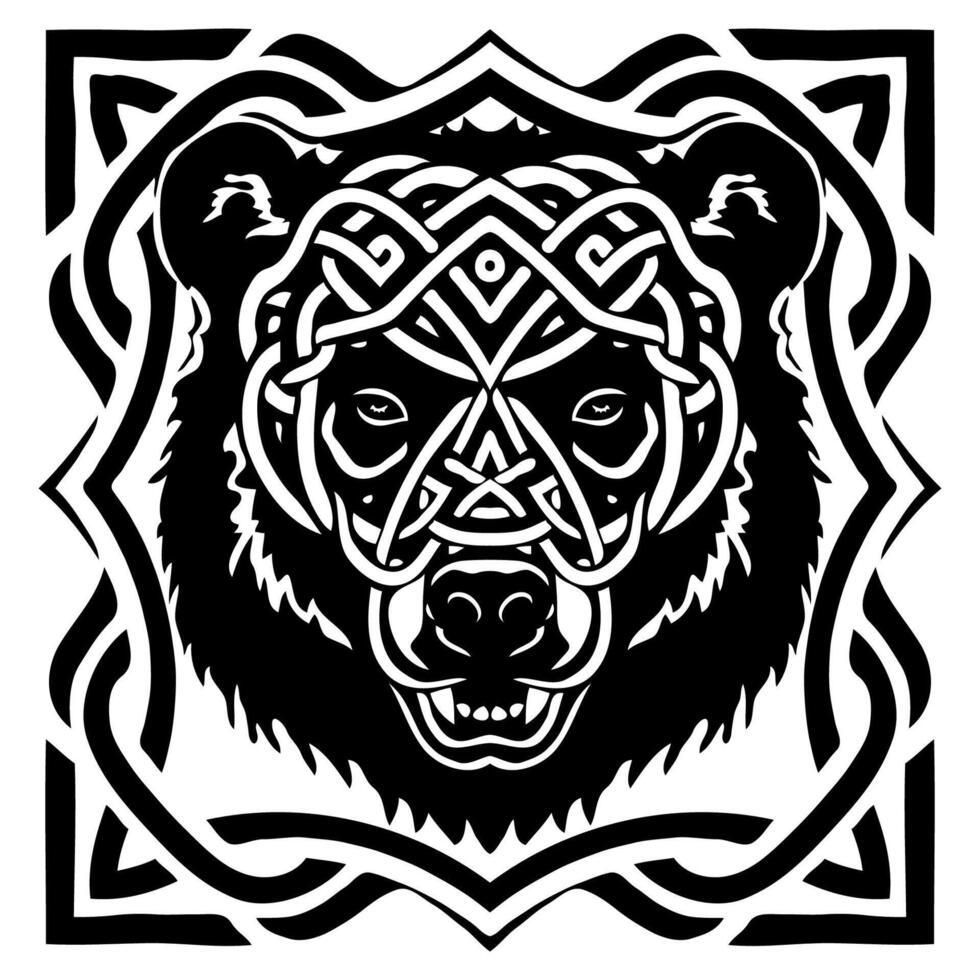 Bear face in celtic knot style vector