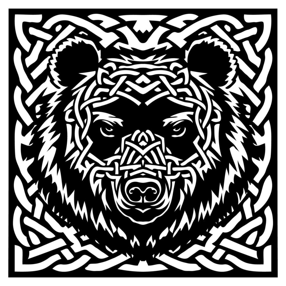 Bear face in celtic knot style vector