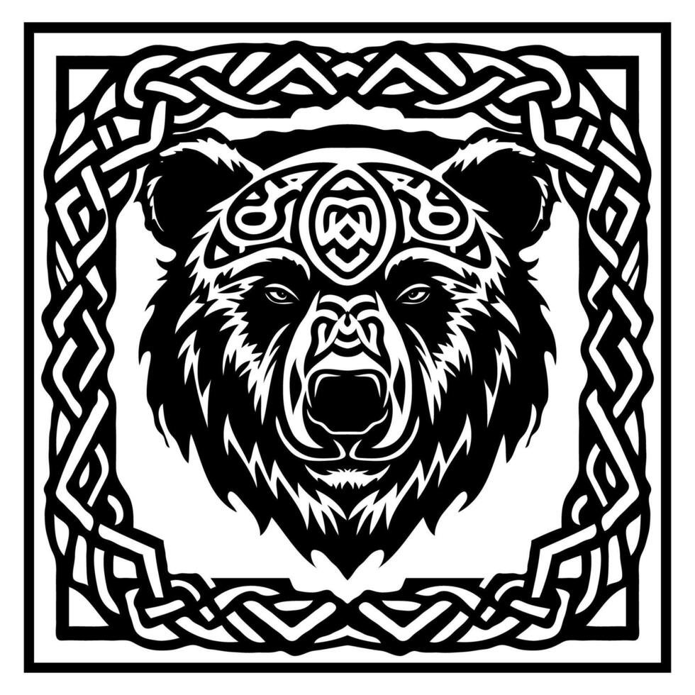 Bear face in celtic knot style vector