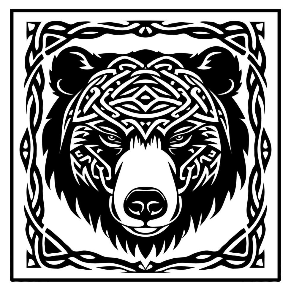 Bear face in celtic knot style vector