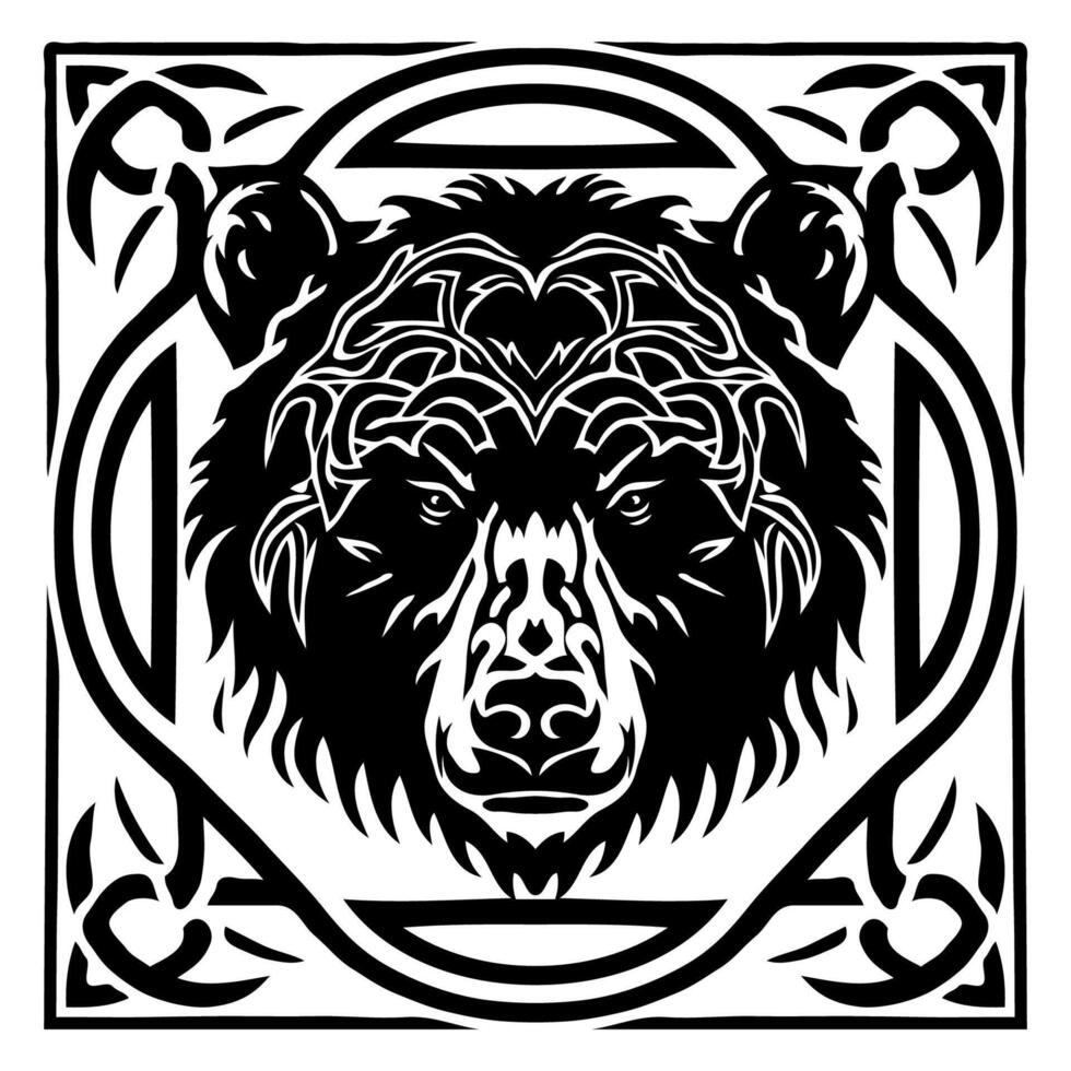 Bear face in celtic knot style vector
