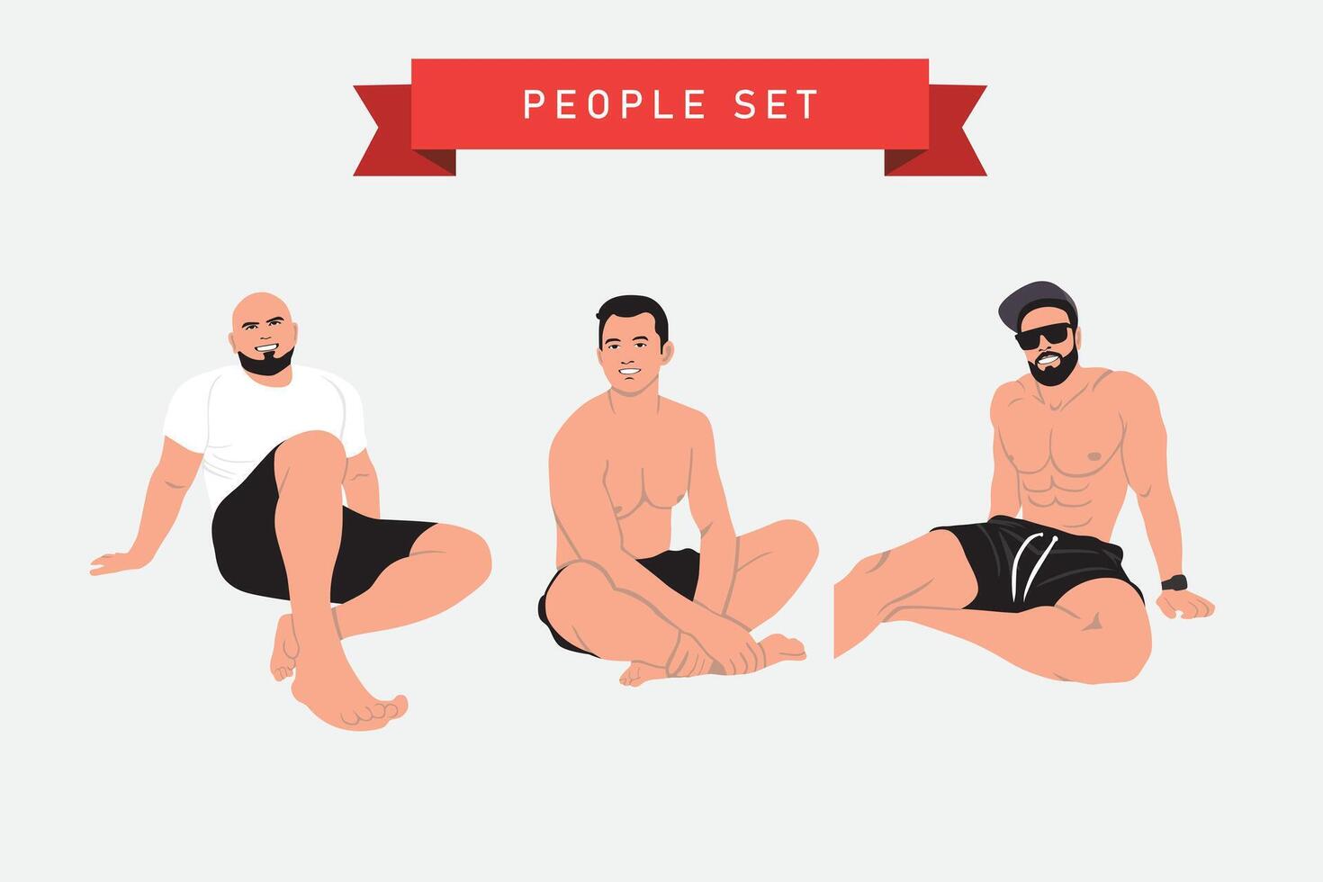 Set of people doing relax. Vector illustration in a flat style.