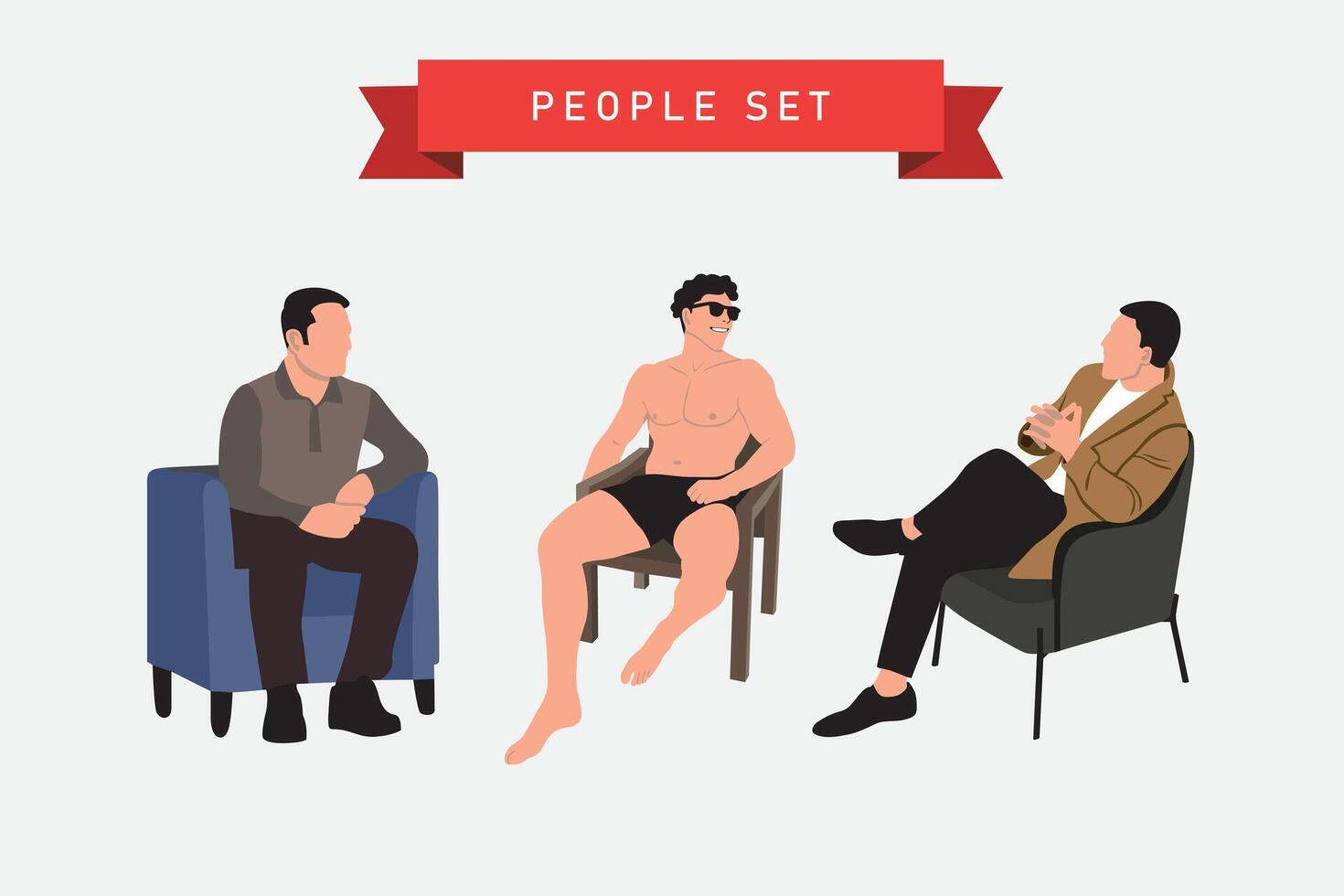 man sitting in armchairs. Vector illustration