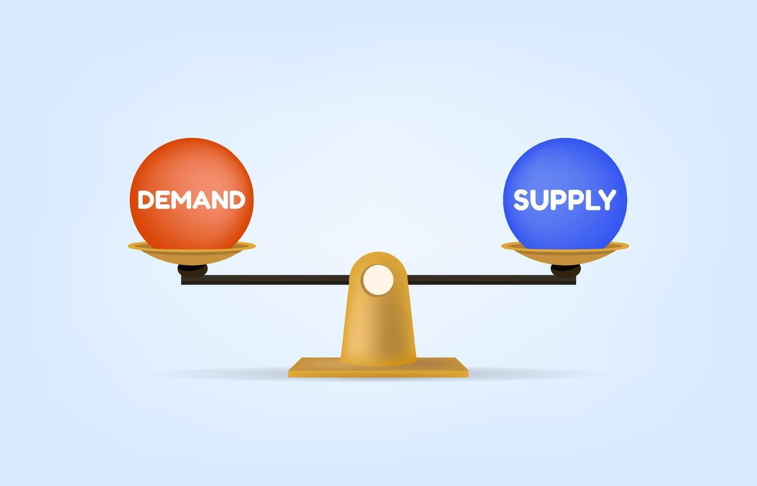 Market equilibrium, balancing between supply and demand, process of making products available at the right place and time for the customer vector