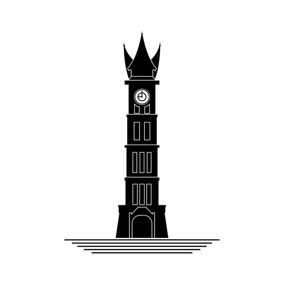 jam gadang tower silhouette vector