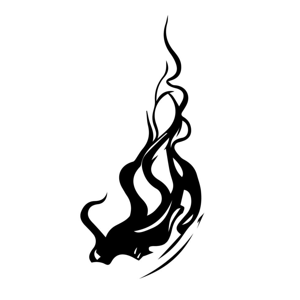 Black and white stylized flames silhouette vector