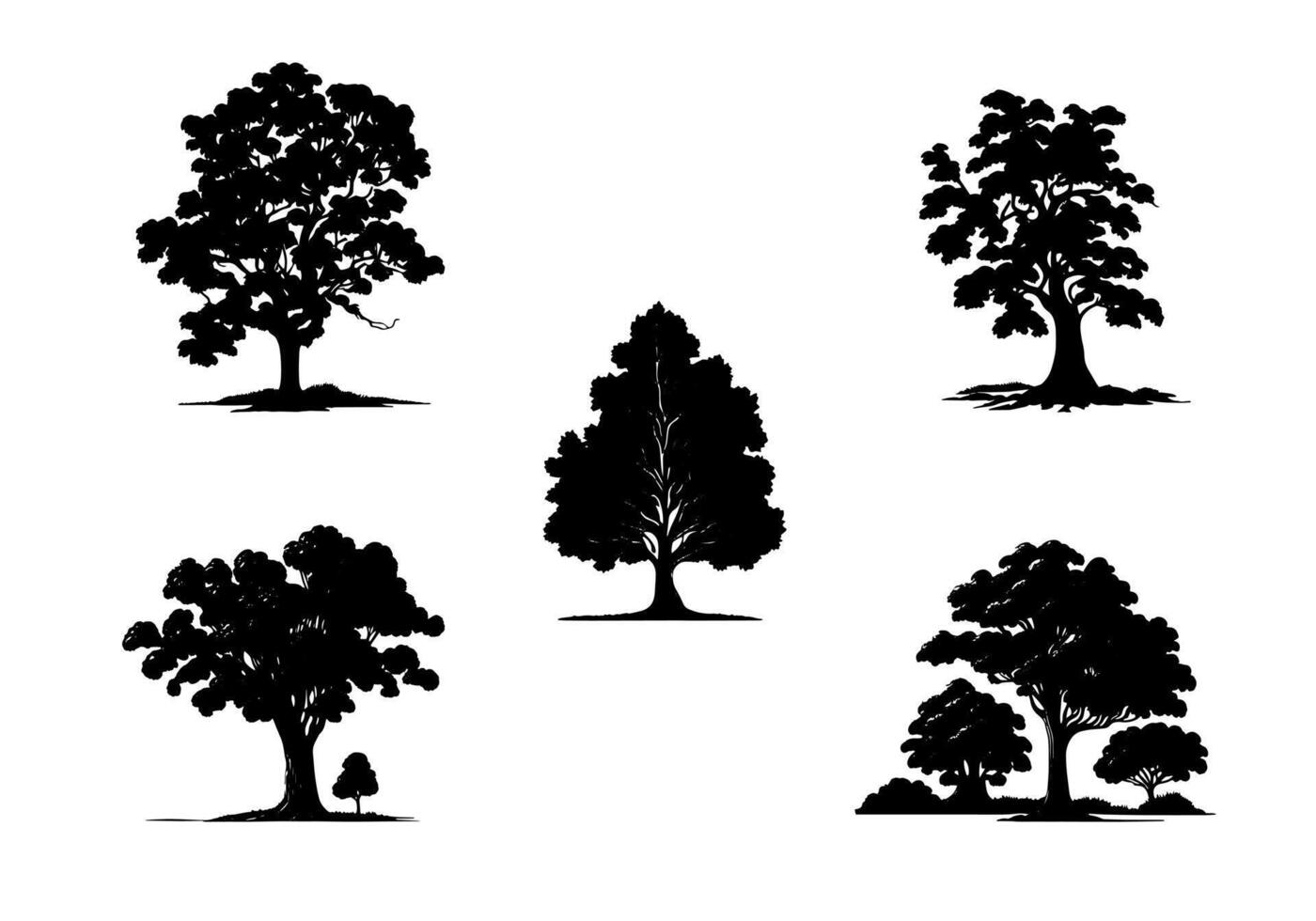 ilustración de un árbol silueta en un blanco antecedentes. grande arboles vector