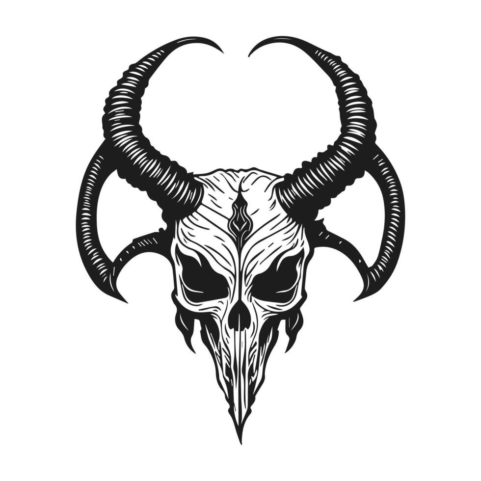 A skull symbol with double horns. Skull-themed designs suitable for apparel printing vector