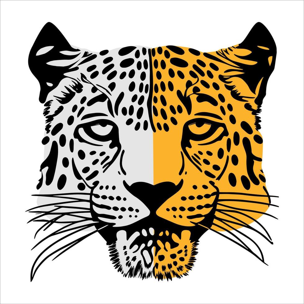 Tiger faces have two sides. white tigers and orange tigers. Tiger head vector illustration
