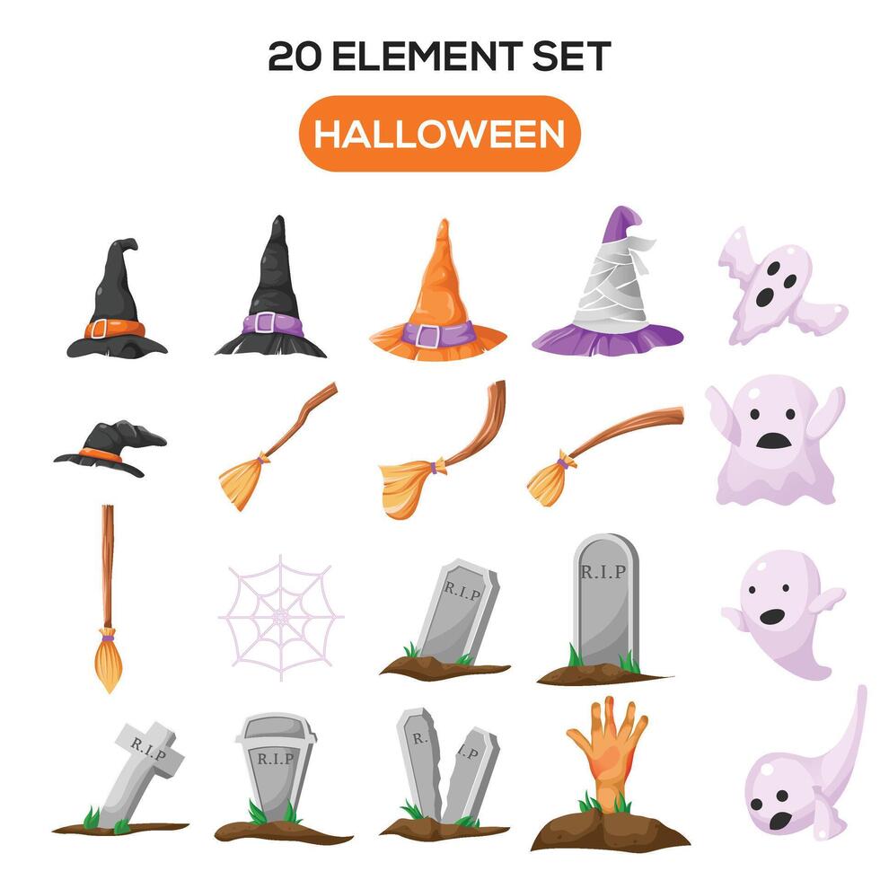 Illustration of halloween theme set elements vector